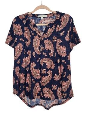 Juniper + Lime short-sleeve paisley print top